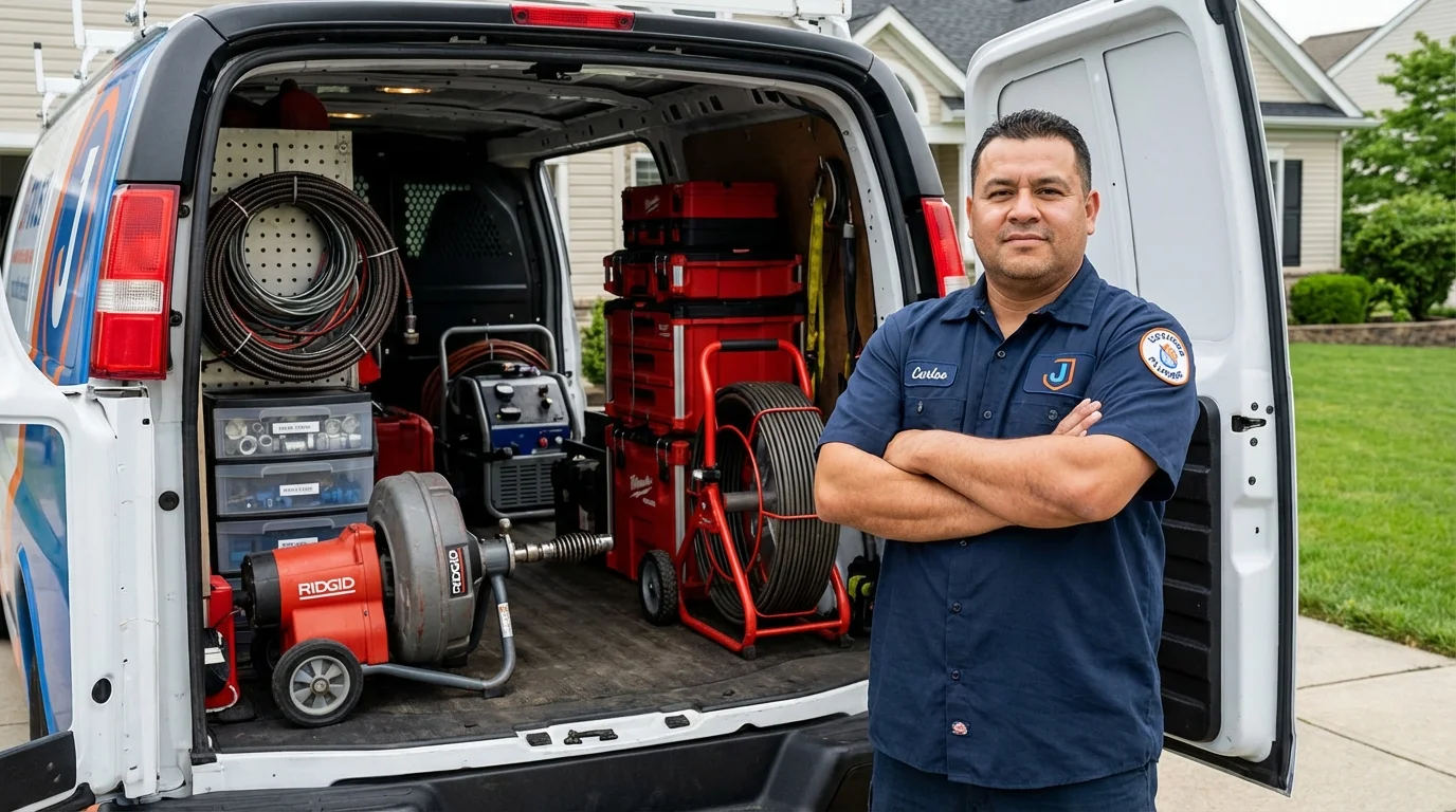 Professional drain cleaning equipment and Johns Plumbing LLC plumber in Buchanan