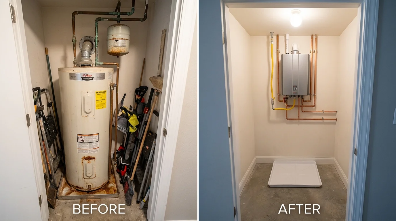Tank water heater versus wall-mounted tankless unit comparison for Buchanan, NY homeowners